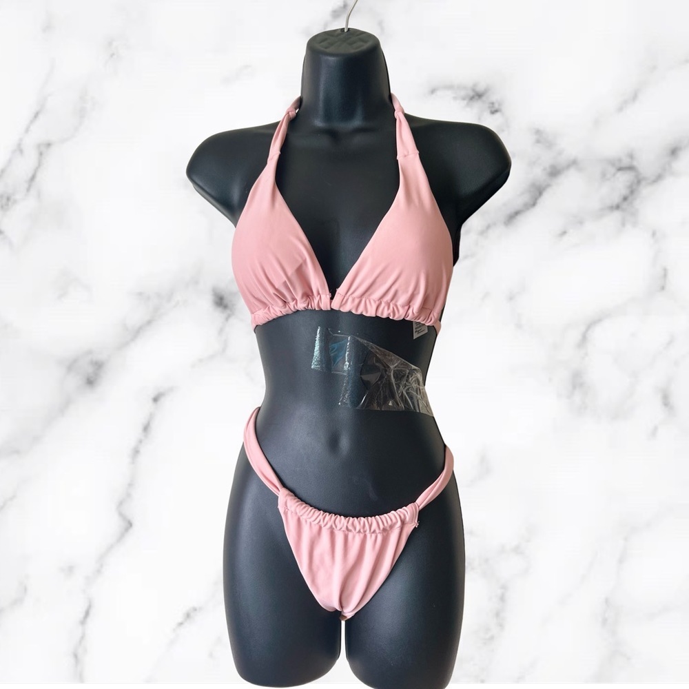 Pink two piece swimsuit